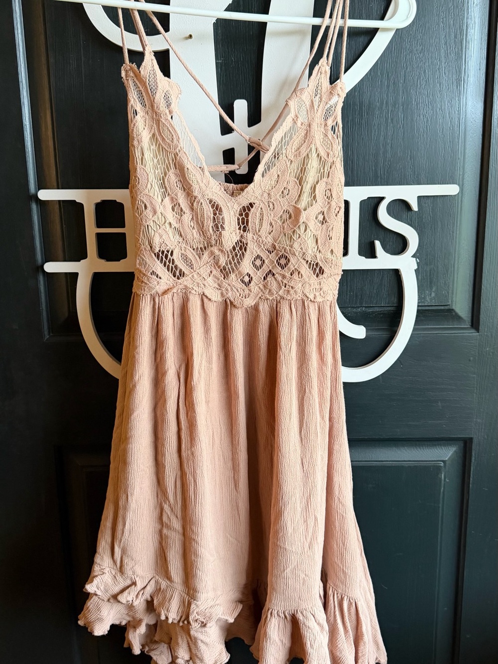 LA MIEL Lace Bodice Crinkle Chemise — Dusty Blush